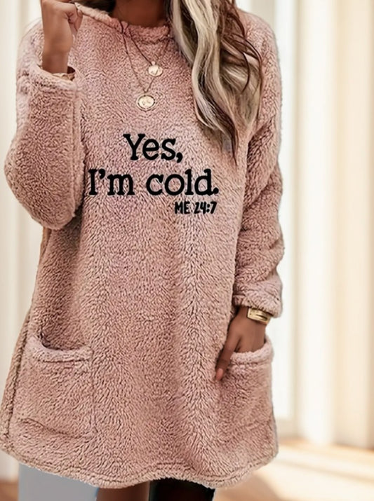 A Long-sleeved Shirt With Solid Color Printed Words For Ladies